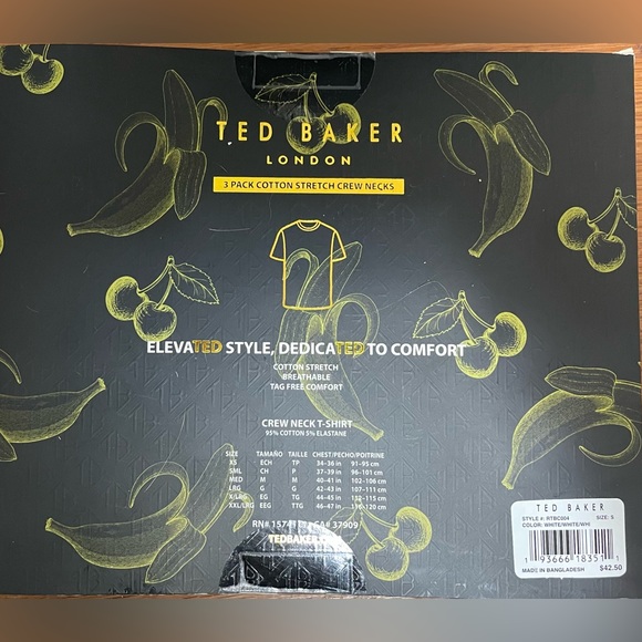 Ted Baker 3 pack crew neck white shirts size small S - Picture 4 of 5